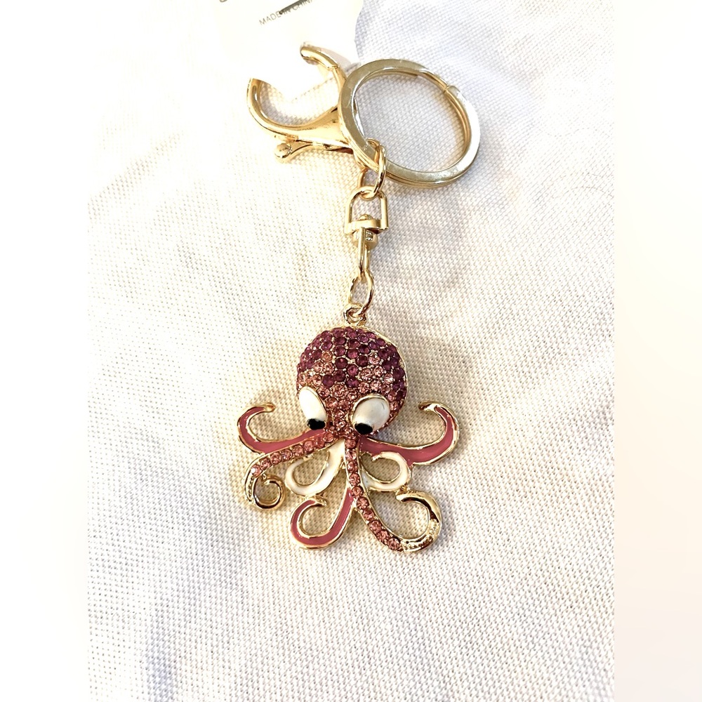 Large Octopus with Pearls and Rhinestone Accents Key chain / Purse Charm
NWT